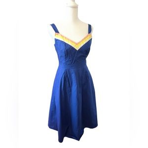 Modcloth women's size S adjustable strap midi dress with side zip navy blue